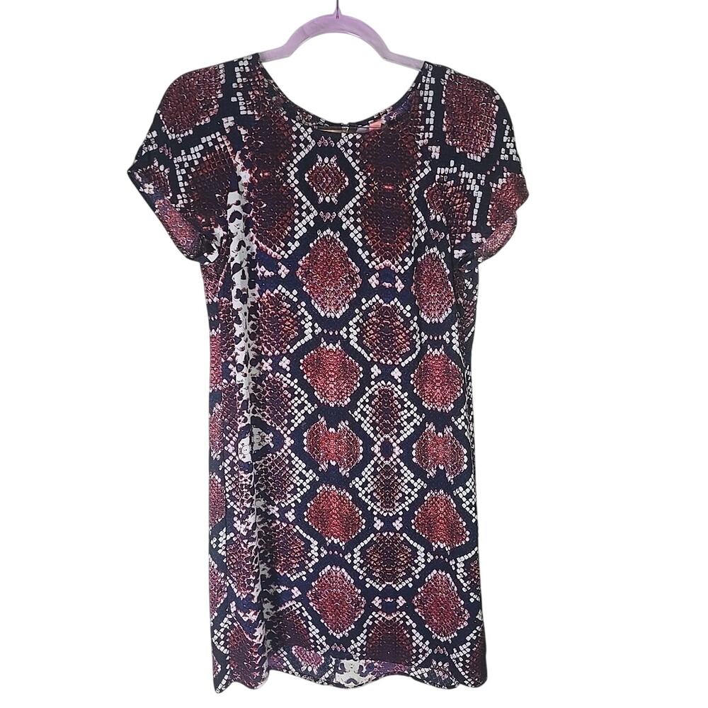Eight Sixty Dress Shirt Shift Dress Womens Medium Multicolor Boho Short Sleeves